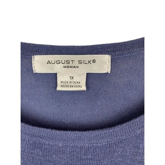 August Silk Womens Blue Sleeveless Top 1X Linen & Viscose Blend - Picture 3 of 4